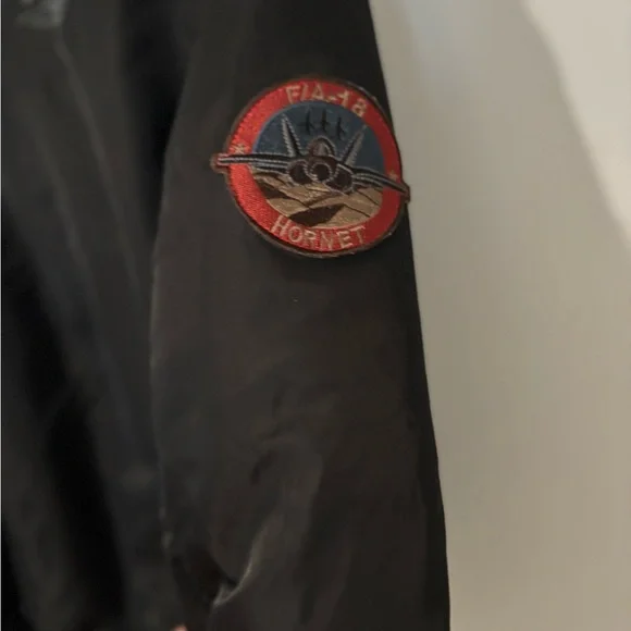 Top gun Black Bomber Jacket with Patches - Picture 12 of 12